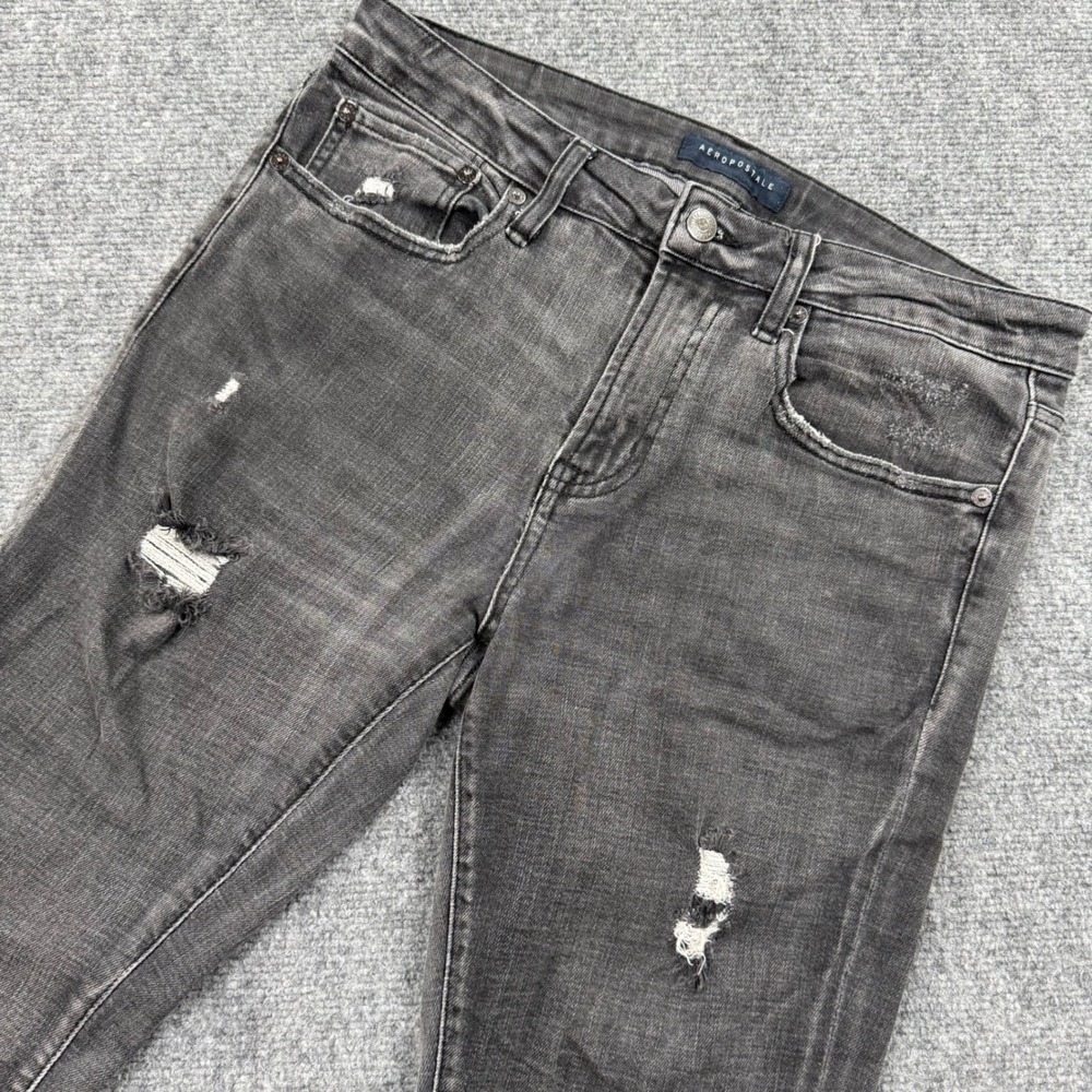 Aeropostal Pants Size‎ 32W x 32L Super Skinny Jeans Black Distressed Women's
